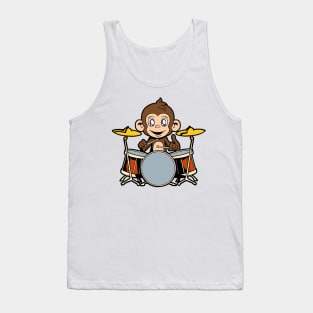 Cartoon monkey playing drums Tank Top